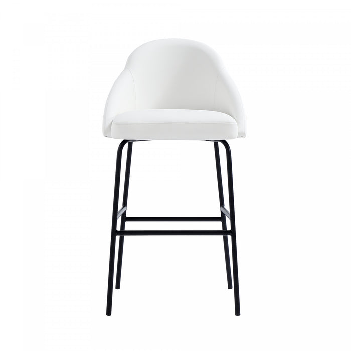 Gracie Modern Metal Upholstered Barstool in White and Black Bar Stool