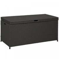 Outsunny Wicker Deck Box, 118 Gallon Pe Rattan Storage Box, Grey