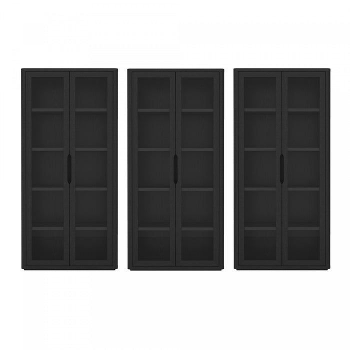 Rivington Modern 38\" Bookcase Cabinet in Black - Set of 3