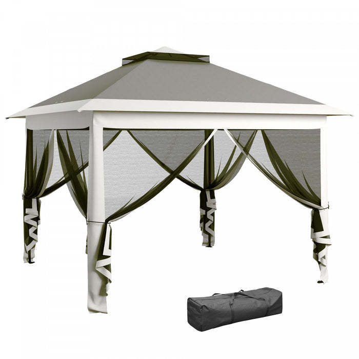 Outsunny 11' X 11' Pop-up Gazebo With Double Roof Carrying Bag, Dark Grey