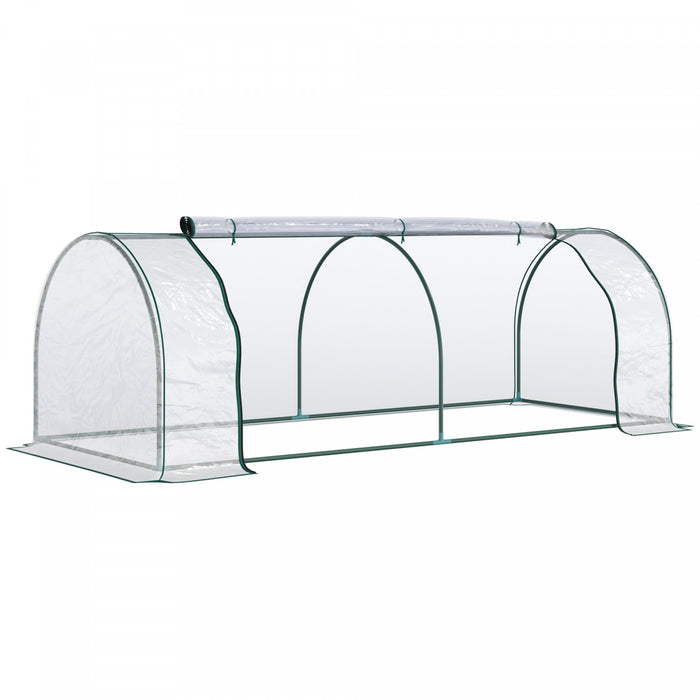 Outsunny 99\" X 39\" X 32\" Mini Greenhouse Transparent Portable Hot House For Plants With Zippered Doors For Outdoor, Indoor, Garden
