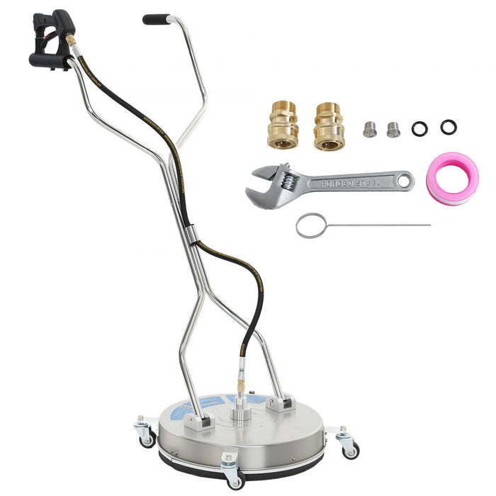 Outsunny 18\" Pressure Washer Surface Cleaner with 3600 PSI, 4 Wheels, 2 Handles, Stainless Steel Power Washer Surface Cleaner with 1/4\" Quick Connect, Silver