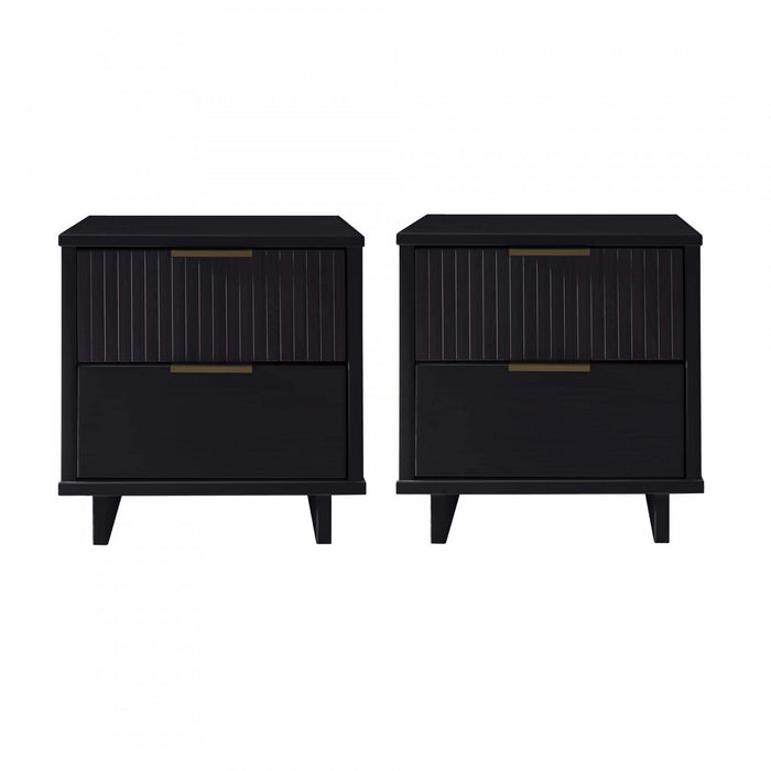 Granville Modern 18\" Nightstand in Black (2-Drawer) - Set of 2