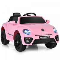 Costway 12v Kids Ride On Car Licensed Volkswagen Beetle W/ Remote Control & Music Pink