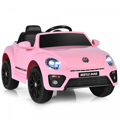 Costway 12v Kids Ride On Car Licensed Volkswagen Beetle W/ Remote Control & Music Pink