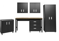 Fortress Modern 6-Piece Garage Set in Charcoal Gray Garage Storage