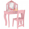 Qaba Kids Vanity Set, Dual-use Dressing Table With Removable Mirror, Makeup Table With Chair And Drawer, For Ages 3-8, Pink