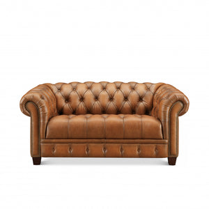 Hydeline York Leather Loveseat - Brown