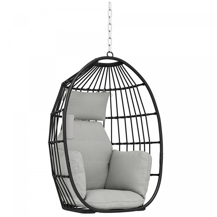 Outsunny Hanging Egg Chair Without Stand, Foldable Basket Swing Chair Grey