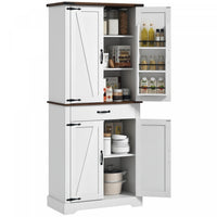 HOMCOM Farmhouse Kitchen Pantry, Tall Storage Cabinet with Door Racks White