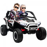 Qaba 24v 7ah Powered Ride-On Truck, 2 Seater 4wd Battery Powered Electric Car For Kids With 4 Spring