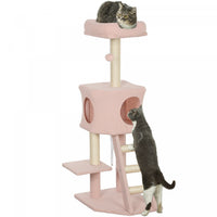 Pawhut 47 Inches Cat Tree, Multi-level Cat Tower With Condo, Kitten Climbing Activity Center With Sisal Scratching Posts, Ladder, Plush Perch And Hanging Ball, Pink