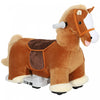 Qaba 6V Ride on Toy Horse, Battery Powered Kids Electric Ride on Horse with Music, Soft Touch, Silent PU Wheels, Forward, Riding Toy Gift for Boys Girls 1.5-5 Years Old, Dark Brown