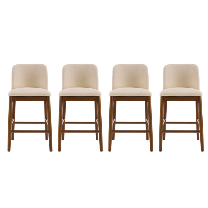 Lois Rubber Wood Counter Stool Set of 4 with Upholstered Seat and Footrest,Beige