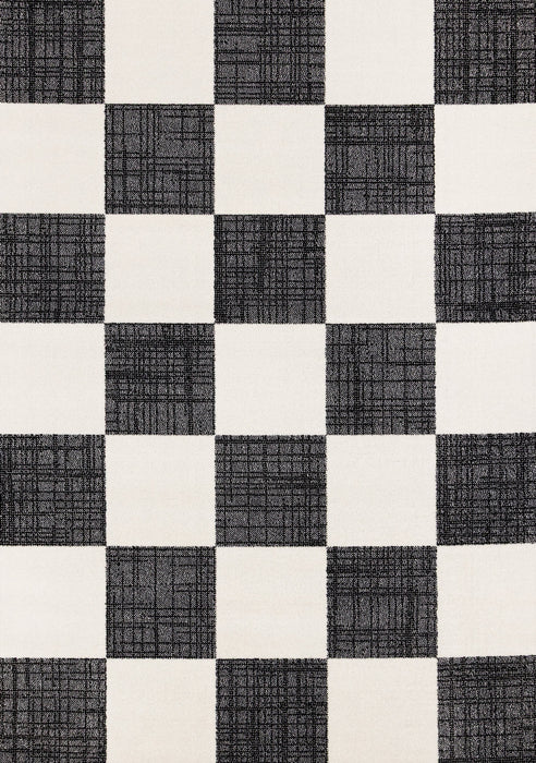 Covington Black White Checkered Pattern Rug, 7'10\" x 10'6\" Indoor Area Rug