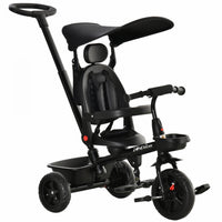 Qaba Kids Tricycle 4 In 1 Trike With Reversible Angle Adjustable Seat Removable Handle Canopy Handra