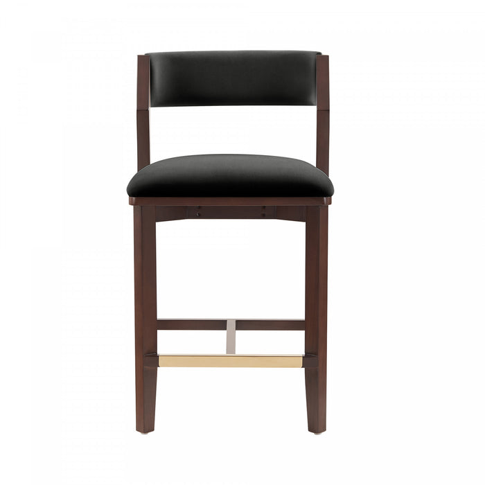 Patricia Modern Wood Upholstered Counter Stool in Black Armoire
