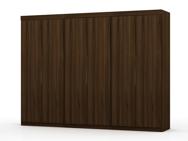Mulberry Contemporary Modern 13-Piece Wardrobe Closet in Chestnut Brown