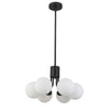 Dainolite Amanda 6 Light Pendant Matte Black Finish White Opal Glass Lamp