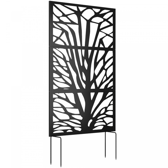 Outsunny 72\" x 38\" Metal Outdoor Privacy Screen, Black