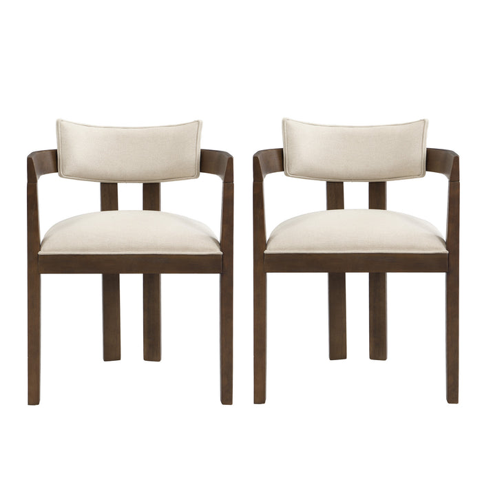 Evelyn Rubberwood Dining Chair with Armrests and Upholstery Seating Set of 2,Walnut