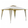 Outsunny 11x11ft Outdoor Party Gazebo Canopy Tent With 2-tier Roof & Dressed Legs, Beige