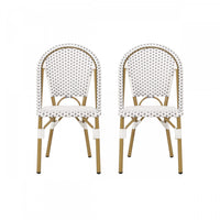 Julien Faux Ratten and Aluminum French Bistro Chairs, Set of 2 - Grey and White 