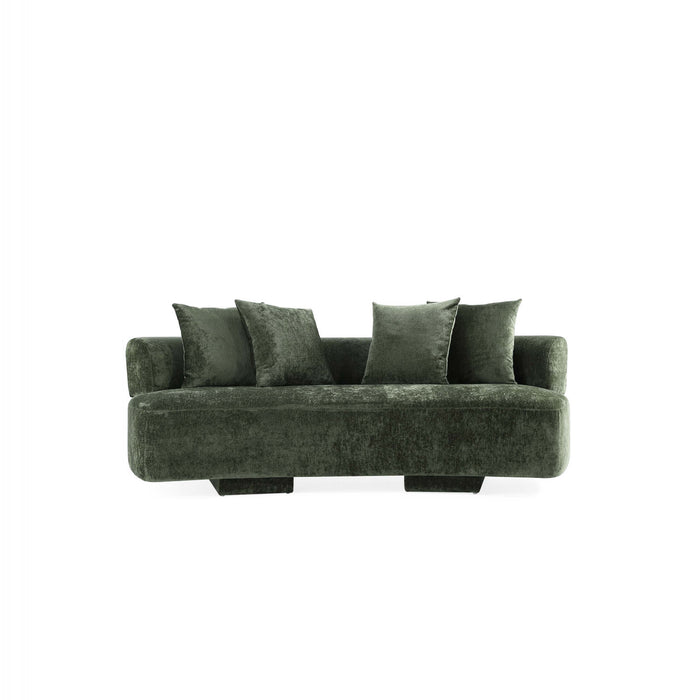 Verandah Mid-Century Modern 91\" Chenille Sofa in Olive Green