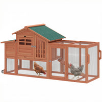 PawHut Chicken Coop with Run, Mobile Wooden Chicken House with Nesting Box, Roosting Bar, Ramp & Tray, Hen House Poultry Cage for 1-2 Hens, 74.8