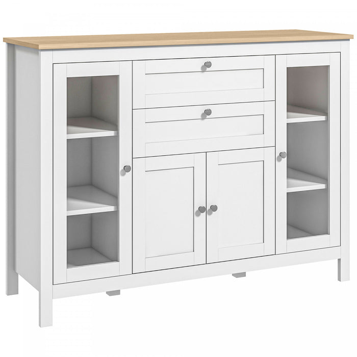 HOMCOM Sideboard Buffet Cabinet with 2 Drawers 3 Storage Cabinets, White