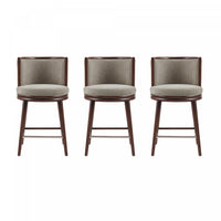 Evalyn Modern Wood Upholstered Counter Stool in Dove - Set of 3 