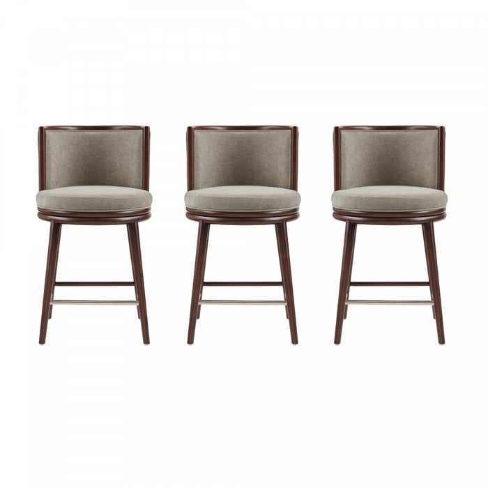 Evalyn Modern Wood Upholstered Counter Stool in Dove - Set of 3