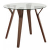 LumiSource Folia Glass Mid-Century Modern Round Dinette Dining Table - Walnut