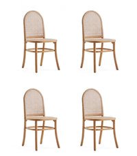 Paragon Industry Chic Cane Back Wood Upholstered Dining Chair in Oatmeal - Set of 4