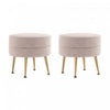 Bailey Mid-Century Modern Upholstered Accent Ottoman in Wheat - Set of 2