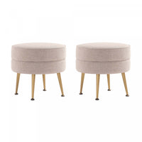 Bailey Mid-Century Modern Upholstered Accent Ottoman in Wheat - Set of 2 