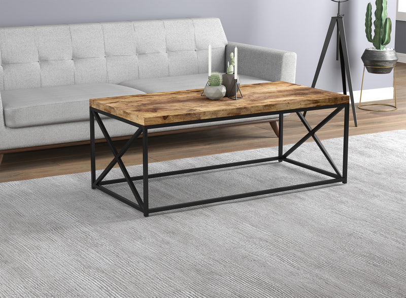 44\" Coffee Table Reclaimed Wood With Black Metal