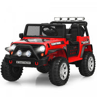Costway 12v Kids Ride On Truck Remote Control Electric Car W/lights&music Red