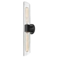Dainolite Samantha 2 Light Vanity Light Tall Matte Black Clear Fluted Glass Lamp