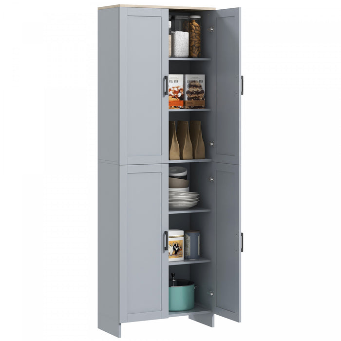 HOMCOM 67\" Kitchen Pantry 4-door Storage Cabinet with Adjustable Shelves