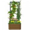 Outsunny Galvanized Raised Garden Bed With 3-tier Trellis Tomato Cage Brown