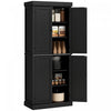 HOMCOM Freestanding 4 Door Kitchen Pantry Cabinet with Shelves Black
