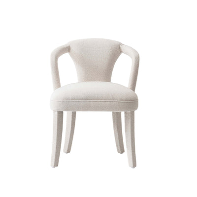 Palmer Mid-Century Modern Upholstered Tweed Armchair in Ivory Dining Chair | Fauteuil Palmer style milieu du siecle moderne en tweed ivoire rembourre
