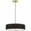 Dainolite Everly 4 Light Pendant Aged Brass Finish Black Shade Lamp