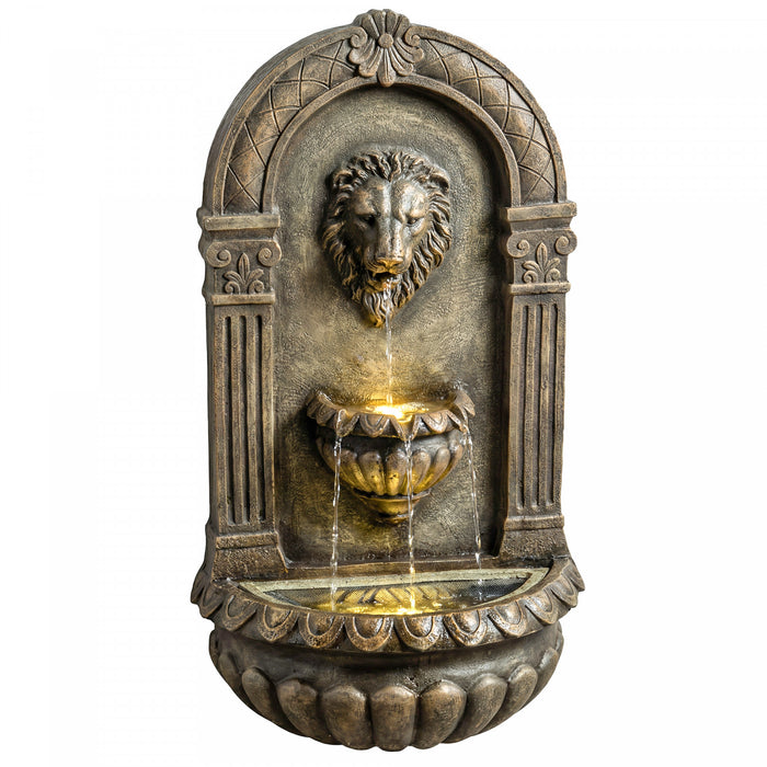 Outsunny Wall-Mounted 3-Tier Outdoor Fountain with LED Lights