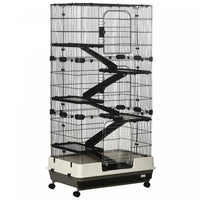 Pawhut 6-tier Platform Rolling Small Animal Cage Rabbit Hutch Pet Play House With Platform, Ramp,rem