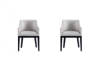 Gansevoort Modern Wood Vegan Leather Armchair in Light Gray - Set of 2 