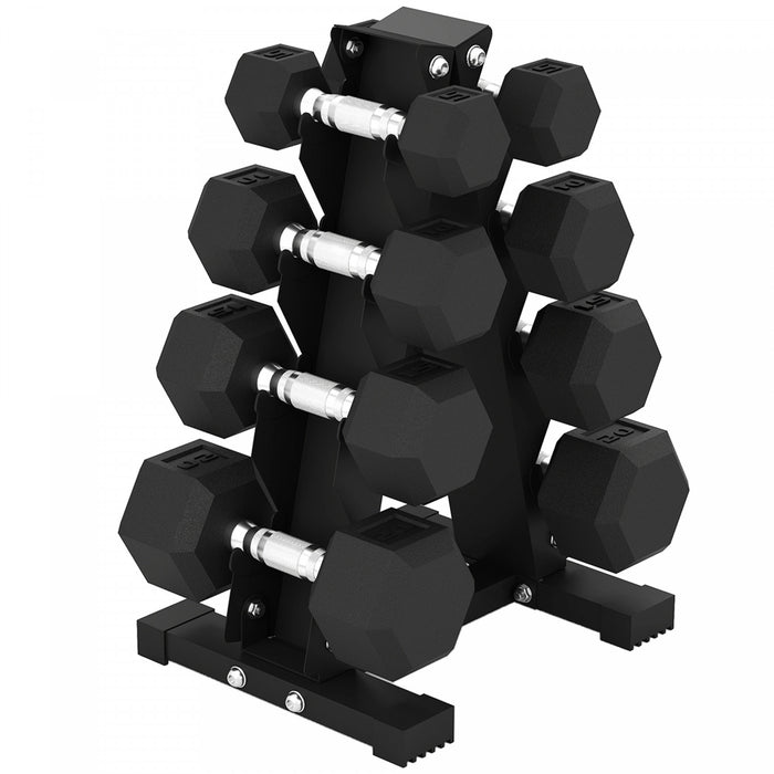 Soozier 100 LBS Dumbbell Set with Rack, Rubber Coated Hex Hand Weights