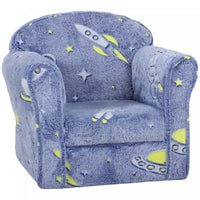 Qaba Toddler Chair, Kids Chair With Luminous Universe Design, Wooden Frame, Kids Sofa For 18-36 Mont