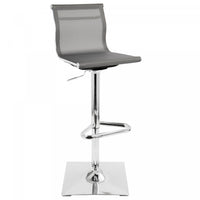 LumiSource Mirage Fabric Contemporary Adjustable Barstool with Swivel - Silver